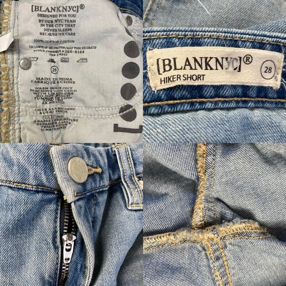 Blank NYC Embroidered Denim Hiker Shorts in Free-Bee Cutoff Raw Hem NWT Size 28 - Picture 11 of 16